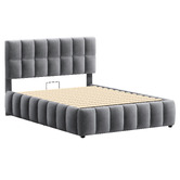 Hoxton Room Grey Ellie May Velvet Gas Lift Storage Bed Frame