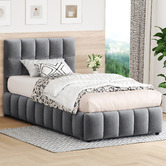 Hoxton Room Grey Ellie May Velvet Gas Lift Storage Bed Frame