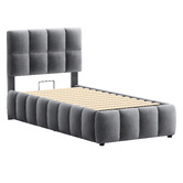 Hoxton Room Grey Ellie May Velvet Gas Lift Storage Bed Frame