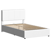 Hoxton Room White Hudson Faux Leather Gas Lift Storage Bed