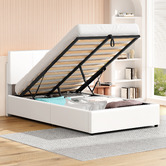 Hoxton Room White Hudson Faux Leather Gas Lift Storage Bed