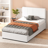 Hoxton Room White Hudson Faux Leather Gas Lift Storage Bed