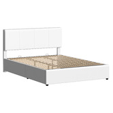 Hoxton Room White Hudson Faux Leather Gas Lift Storage Bed