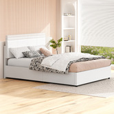 Hoxton Room White Hudson Faux Leather Gas Lift Storage Bed