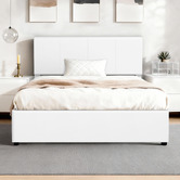 Hoxton Room White Hudson Faux Leather Gas Lift Storage Bed