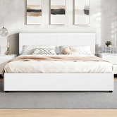 Hoxton Room White Hudson Faux Leather Gas Lift Storage Bed