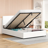 Hoxton Room White Hudson Faux Leather Gas Lift Storage Bed