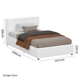 Hoxton Room White Hudson Faux Leather Gas Lift Storage Bed