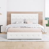 Hoxton Room White Hoyce Boucle Gas Lift Bed