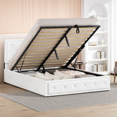 Hoxton Room White Hoyce Boucle Gas Lift Bed