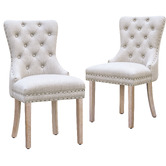 Hoxton Room Faust Tufted Pine Wood Dining Chairs