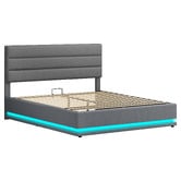 Hoxton Room Grey Alpine Upholstered Gas Lift Storage Bed with LED