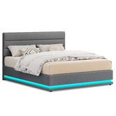 Hoxton Room Grey Alpine Upholstered Gas Lift Storage Bed with LED
