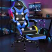 Hoxton Room Delina LED Massage &amp; Gaming Chair with Footrest