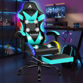 Hoxton Room Delina LED Massage &amp; Gaming Chair with Footrest