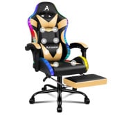 Hoxton Room Delina LED Massage &amp; Gaming Chair with Footrest
