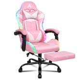Hoxton Room Delina LED Massage &amp; Gaming Chair with Footrest