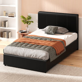 Hoxton Room Black Hudson Faux Leather Gas Lift Storage Bed