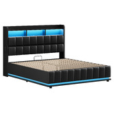Hoxton Room Black Michel Faux Leather Gas Lift Storage Bed Frame with LED