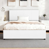 Hoxton Room White Hudson Faux Leather Gas Lift Storage Bed