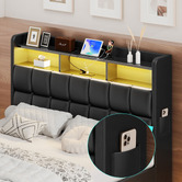 Hoxton Room Black Michel Faux Leather Gas Lift Storage Bed Frame with LED