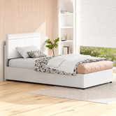 Hoxton Room White Hudson Faux Leather Gas Lift Storage Bed