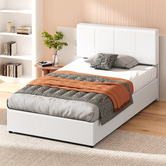 Hoxton Room White Hudson Faux Leather Gas Lift Storage Bed