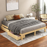 Hoxton Room Kiri Pine Wood Bed Base with Underbed Storage