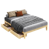 Hoxton Room Kiri Pine Wood Bed Base with Underbed Storage