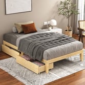 Hoxton Room Kiri Pine Wood Bed Base with Underbed Storage