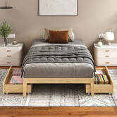 Hoxton Room Kiri Pine Wood Bed Base with Underbed Storage