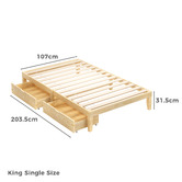 Hoxton Room Kiri Pine Wood Bed Base with Underbed Storage