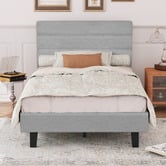 Hoxton Room Light Grey Preston Boucle Bed Frame