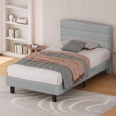 Hoxton Room Light Grey Preston Boucle Bed Frame