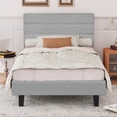 Hoxton Room Light Grey Preston Boucle Bed Frame