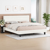 Hoxton Room White Preston Boucle Bed Frame