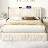 Hoxton Room Landon Velvet Bed Frame with Charging Station &amp; Drawers
