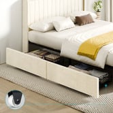 Hoxton Room Landon Velvet Bed Frame with Charging Station &amp; Drawers