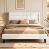 Hoxton Room White Zadie Boucle Bed