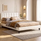 Hoxton Room White Zadie Boucle Bed