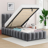 Hoxton Room Grey Ellie May Velvet Gas Lift Storage Bed Frame