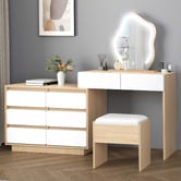 Hoxton Room 2 Piece Phoebe LED Dressing Table &amp; Stool Set