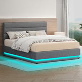 Hoxton Room Grey Alpine Upholstered Gas Lift Storage Bed with LED