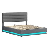 Hoxton Room Grey Alpine Upholstered Gas Lift Storage Bed with LED