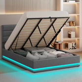 Hoxton Room Grey Alpine Upholstered Gas Lift Storage Bed with LED
