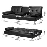 Hoxton Room Kyrylo 3 Seater Single Faux Leather Sofa Bed
