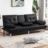 Hoxton Room Kyrylo 3 Seater Single Faux Leather Sofa Bed