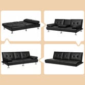 Hoxton Room Kyrylo 3 Seater Single Faux Leather Sofa Bed