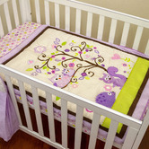 Classic Quilts 3 Piece Purple Owl Cotton-Blend Cot Bedding Set