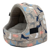 La Doggie Vita Taupe Catisse Hooded Cat Bed